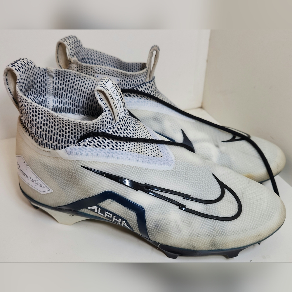 Nike Alpha Menace Elite 3 Football Cleats White Black Blue Sz 11 (CT6648-102)